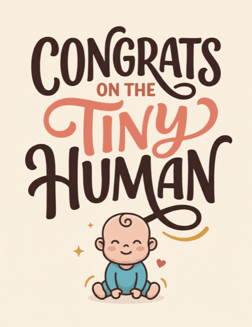 Congrats on the Tiny Human Baby Shower Card