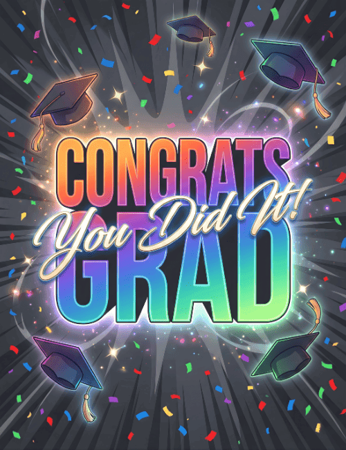 Congrats You Did It Grad Bold Typography Graduation Card