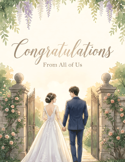 congratulations from all of us wedding card
