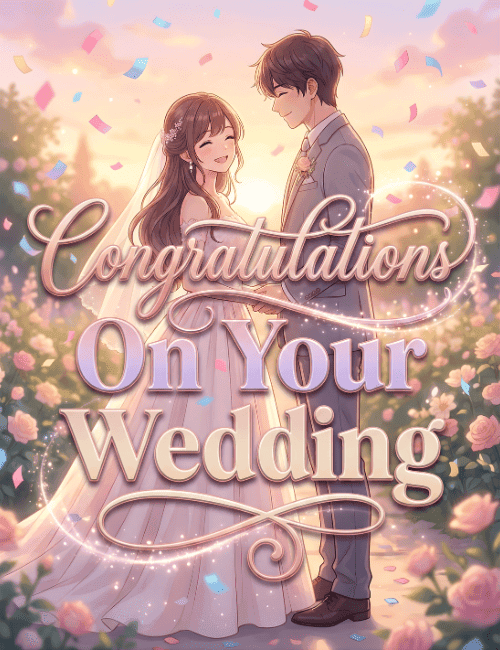 congratulations on your wedding romantic sunset card