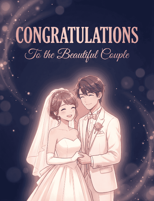congratulations to the beautiful couple wedding card