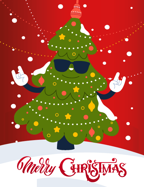 Cool Christmas Tree With Sunglasses – Funny Merry Christmas Greeting Card