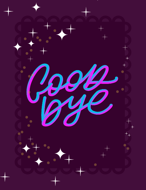 Cool Goodbye Neon Typography Farewell Card