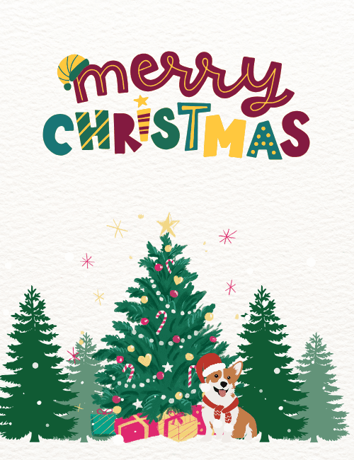 Christmas tree with corgi