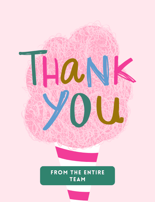 Cotton Candy Team Thank You Card – Fun Appreciation from the Whole Team