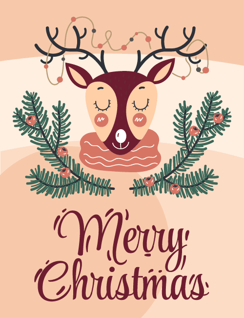 Cozy Reindeer Merry Christmas