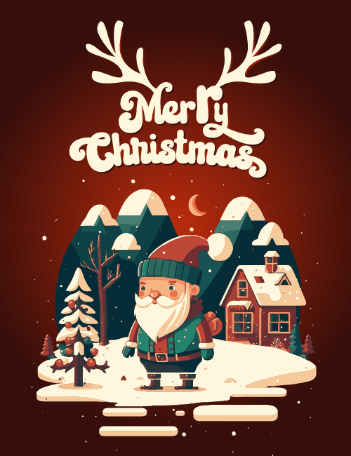 Cozy Vintage Santa Merry Christmas