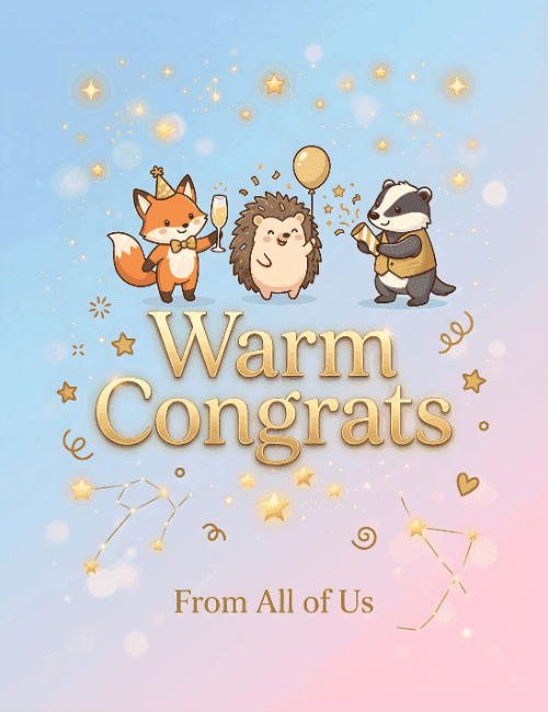 Warm Congratulations Cute Animals Card