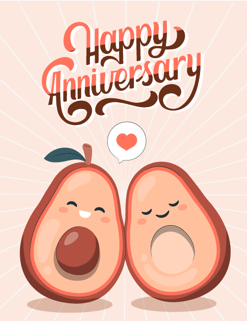 Cute Avocado Anniversary Card for Couples