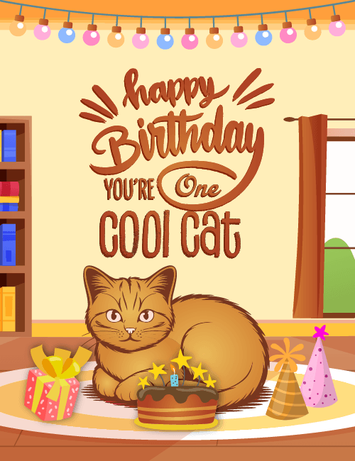 Cool Cat Birthday Card