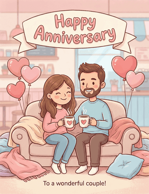 Cute Couple Happy Anniversary Card