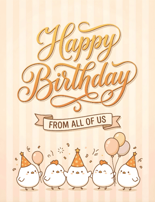 Cute Happy Birthday From All of Us Card