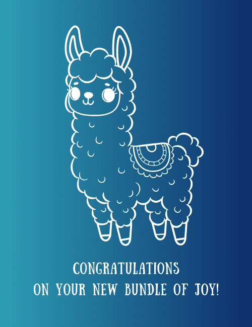 Cute Llama Baby Congrats Card – Animal Theme