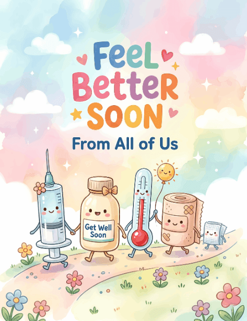 Feel Better Soon Cute Medical Get Well Card