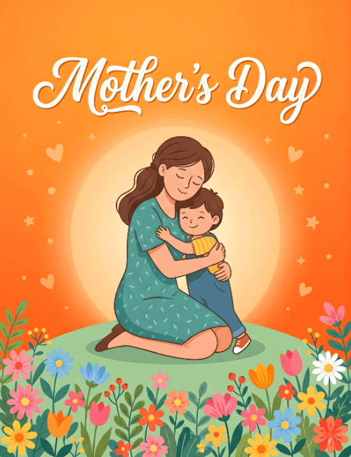 Cute Mother’s Day Mom and Child Hug Card