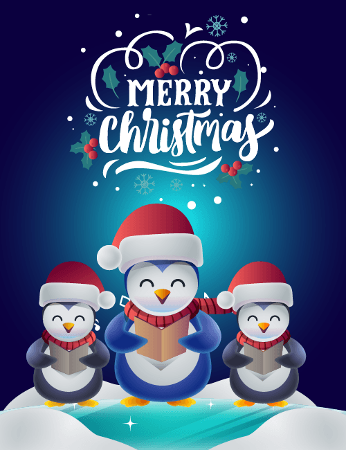 Cute Penguins Merry Christmas