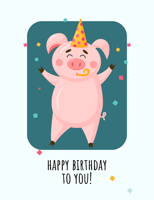 Cute Pig Birthday Card