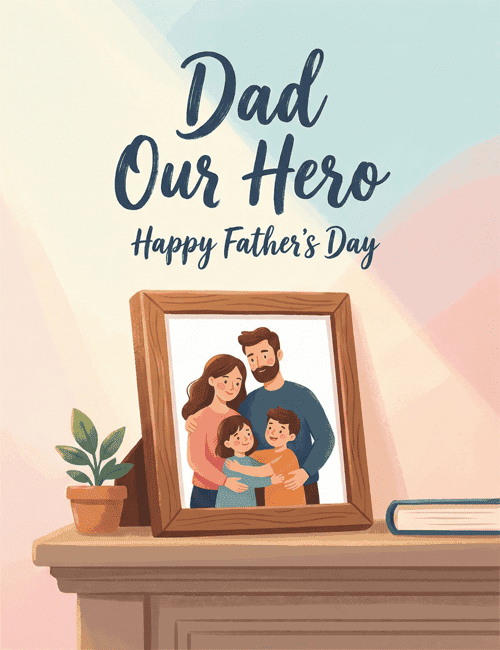 Dad Our Hero Happy Father’s Day Family Card