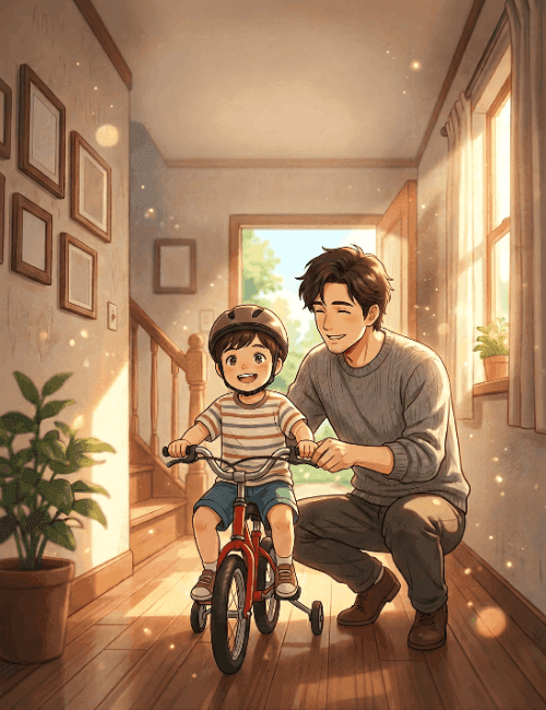 Dad Teaching Son Bike Father’s Day Card