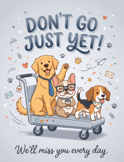 Don't Go Just Yet Cute Dog Farewell Card