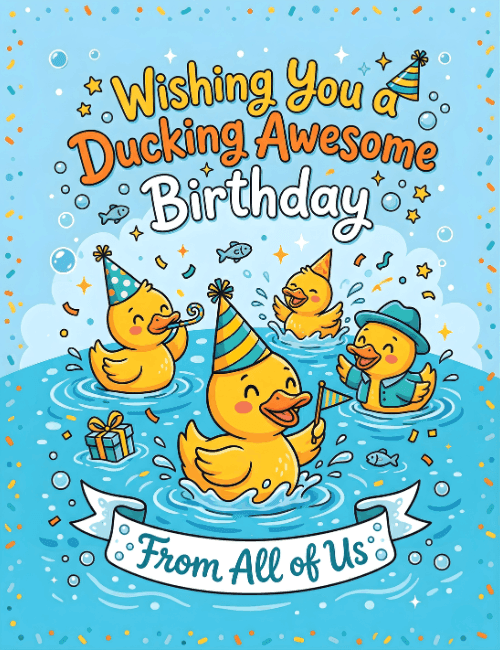 Wishing You a Ducking Awesome Birthday Funny Animal Card