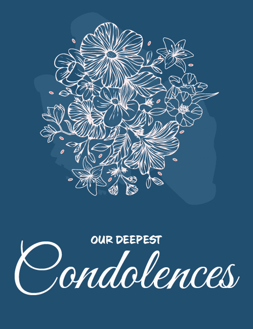 Our Deepest Condolences – Elegant Blue Floral Sympathy Card