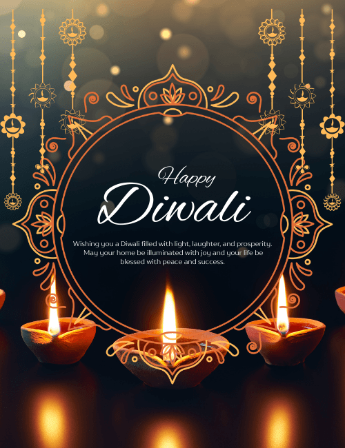 Elegant Diyas Happy Diwali Card