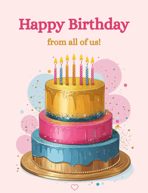 Elegant Tier Cake Birthday Card From All of Us