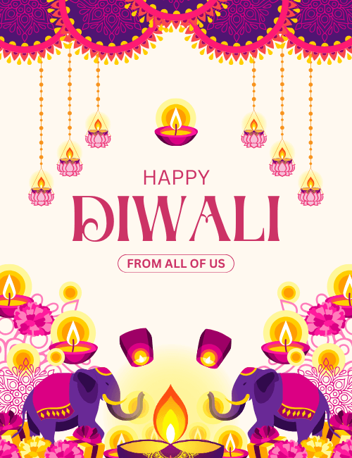 Elephant Rangoli Happy Diwali Card