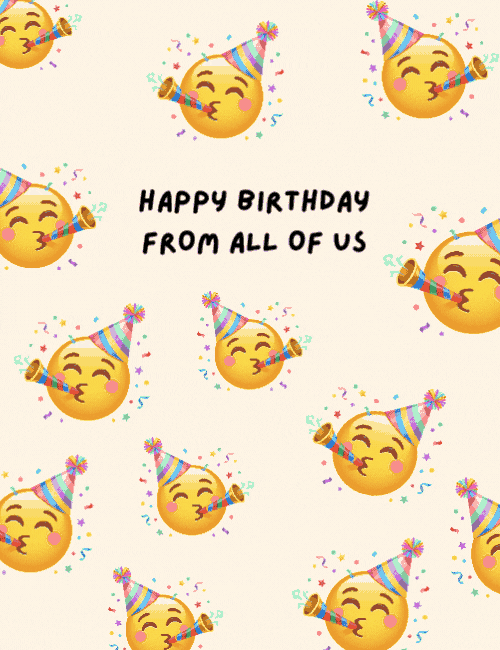 Fun Emoji Happy Birthday Card From All of Us Party Celebration Design