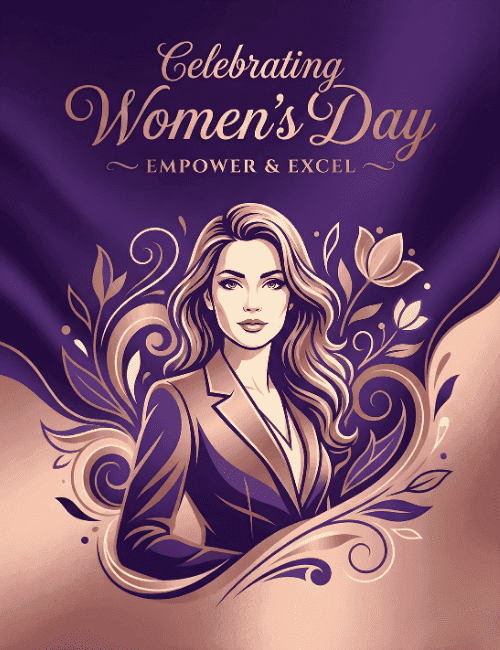Empower & Excel: Elegant Purple & Gold Card