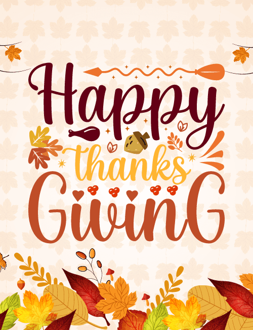 Thanksgiving typography with leaves and turkey icons