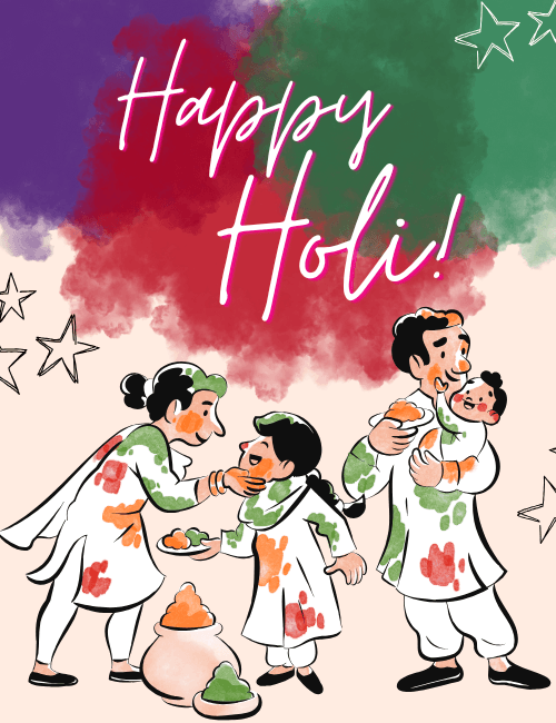 Family Celebration Happy Holi Card