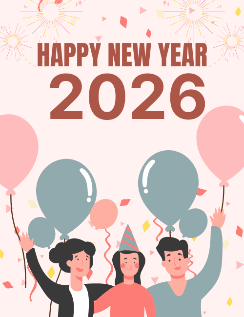 Family Celebration Happy New Year Card 2026