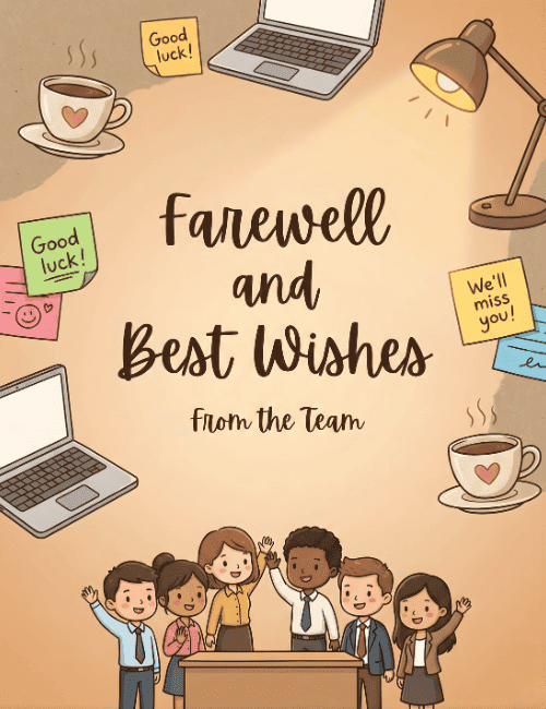 Farewell and Best Wishes From the Team Card | Office Goodbye Card