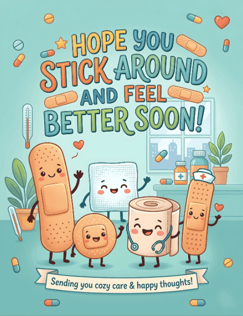 Hope You Stick Around and Feel Better Soon Cute Get Well Card
