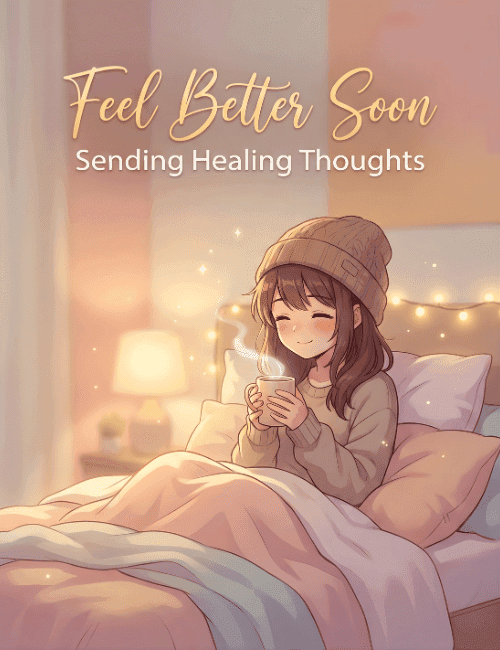 feel better soon sending healing thoughts card