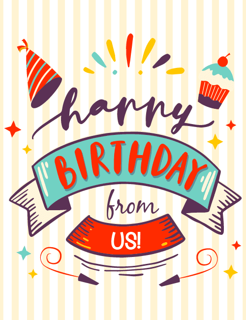 Colorful Ribbon Birthday Card – From Us!