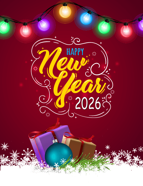 Lights and gifts new year card