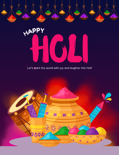 Festive Night Happy Holi Card