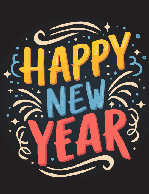 Fireworks with bold text