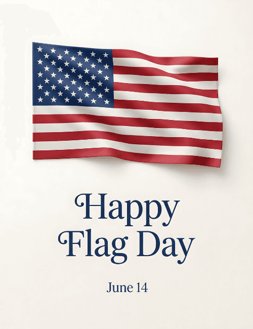 Happy Flag Day American flag June 14 card