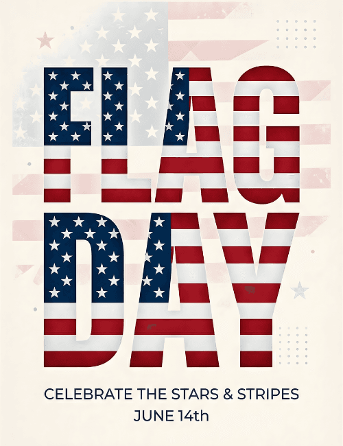 Flag Day stars and stripes typography celebration card