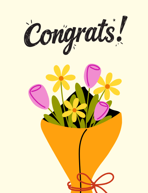 Floral Bouquet Congrats Card – Minimal & Cute