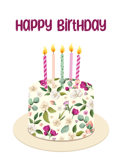 Floral Cake Birthday Card