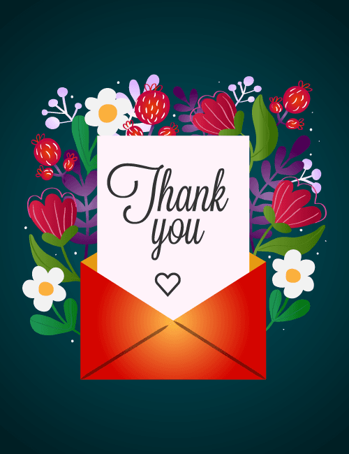 Floral Envelope Thank You Card