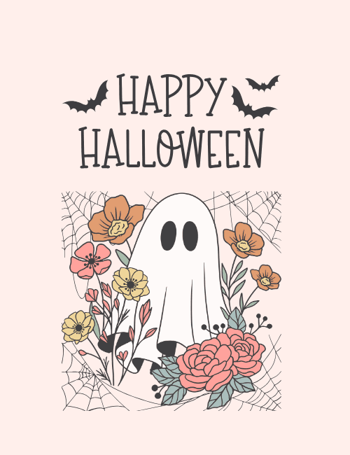 Floral Ghost Halloween Card