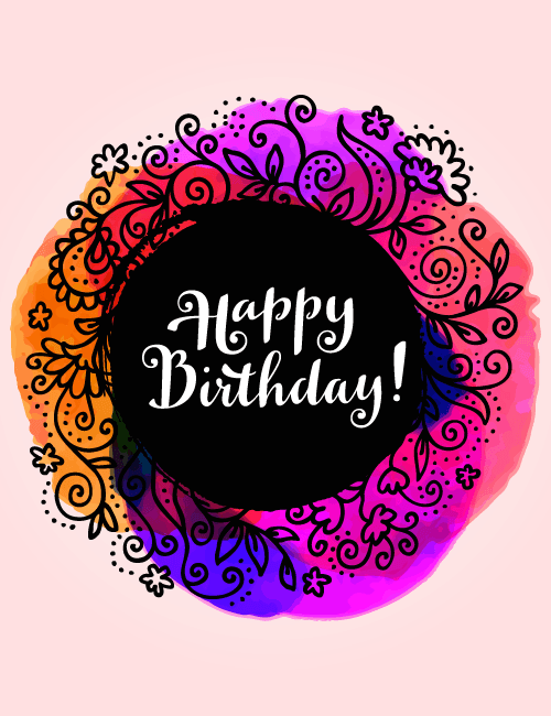 Floral Happy Birthday Greeting Card