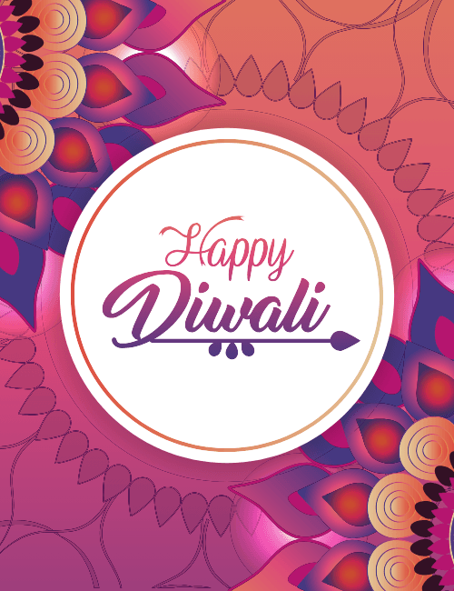 Floral Pattern Happy Diwali Card