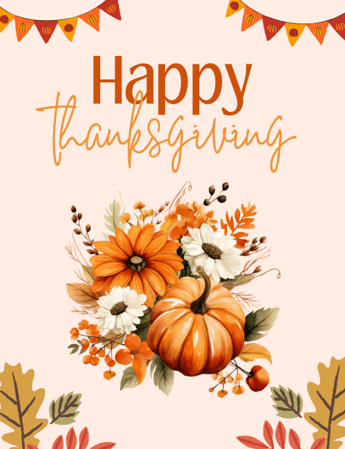 Floral Pumpkin Thanksgiving Card